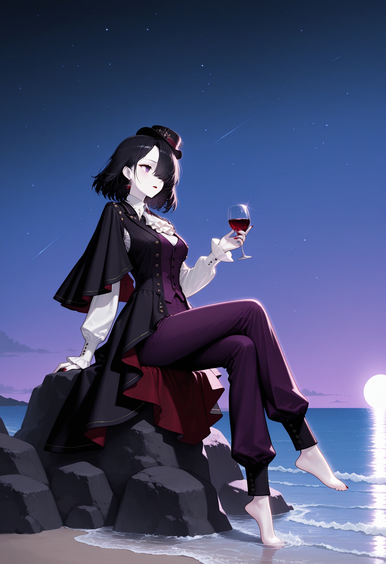 solo,  1girl,  black hair on Tensor.Art
