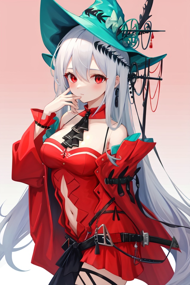 <lora:浊心斯卡蒂v2:1:lbw=all>,a girl named skadi,skadi,1girl,red dress,official alternate costume,ascot,hat,ribbon,navel,wide sleeves,high quality,best quality,, (masterpiece,best quality,high quality:1.4),absurdres,