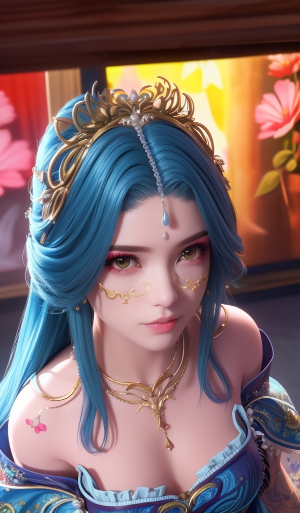 <lora:642-DA-完美世界-龙女:0.8>(,1girl, ,best quality, ),looking at viewer,  ,,ultra detailed background,ultra detailed background,ultra realistic 8k cg,, ,masterpiece, (( , )),ultra realistic 8k cgSurrounded by strange, movie perspective, advertising style, Colorful background, splash of color A beautiful woman with delicate facial features,tattoo all over body, flower arms,from above,