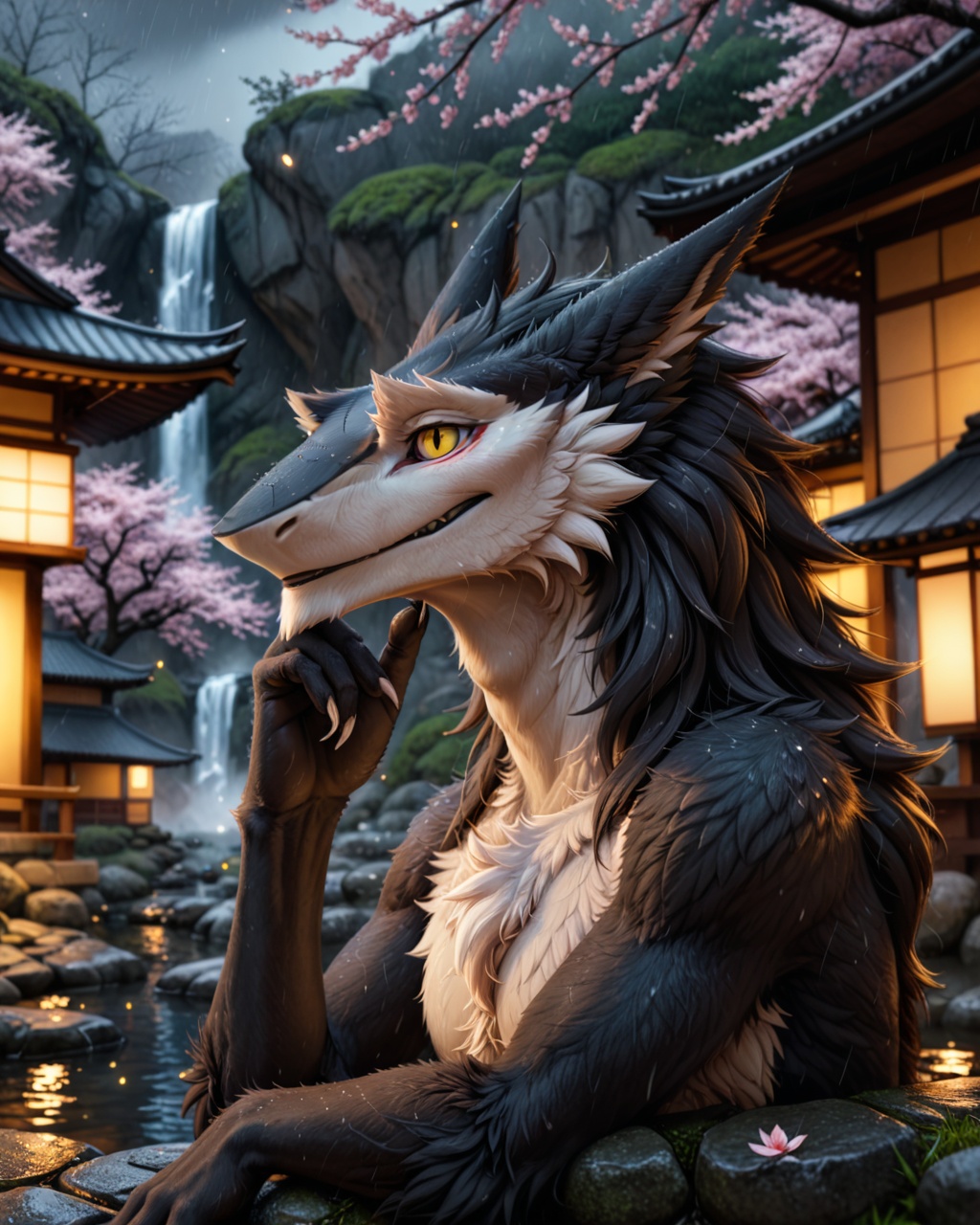 male,  sergal,  black body on Tensor.Art