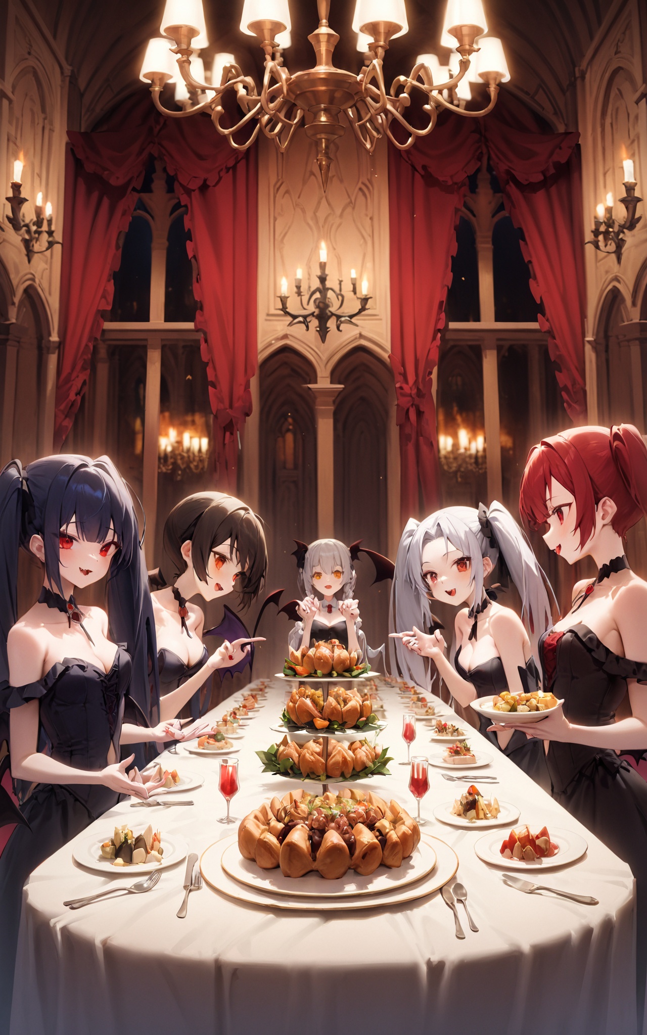4girls,  twintails,  vampire on Tensor.Art