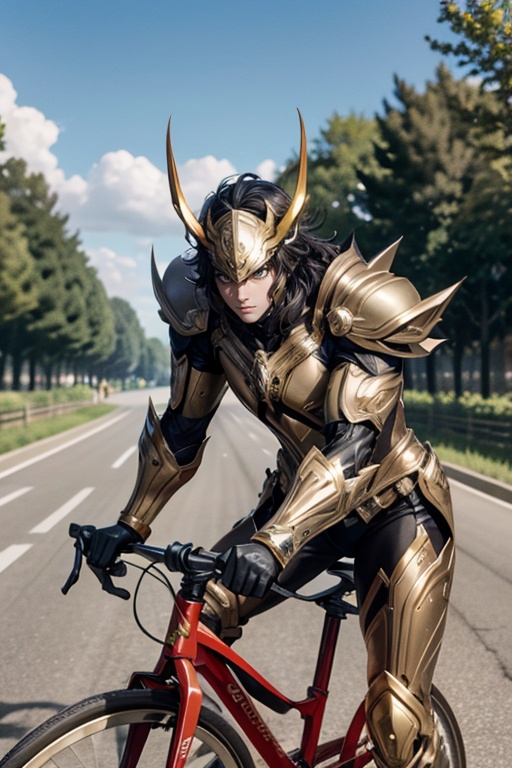 <lora:Hxarmour_00703:0.7>,Bending forward,hxarmour,1[girl|man],(red armour:1.3),Farmland Bike Lane,