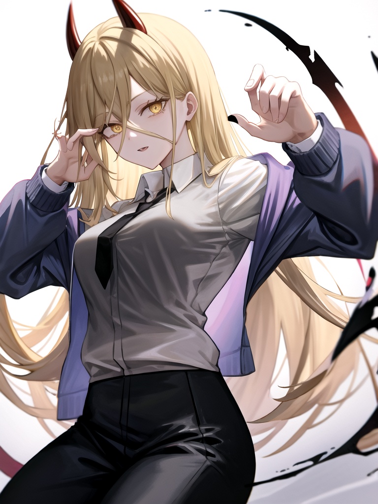 Power \(chainsaw man\),  long hair,  demon horns on Tensor.Art