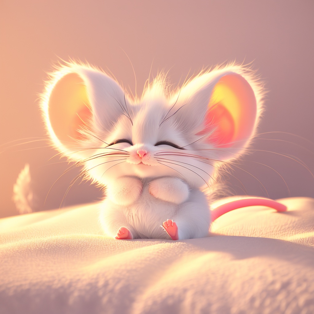 zishu,mouse,^ ^,:3,whiskers,cute,cc-color-correction,mf-movie-filter,warm colors,whimsy and dramatic lighting,white fur,big mouse ears,<lora:zishu_v2:0.8>,