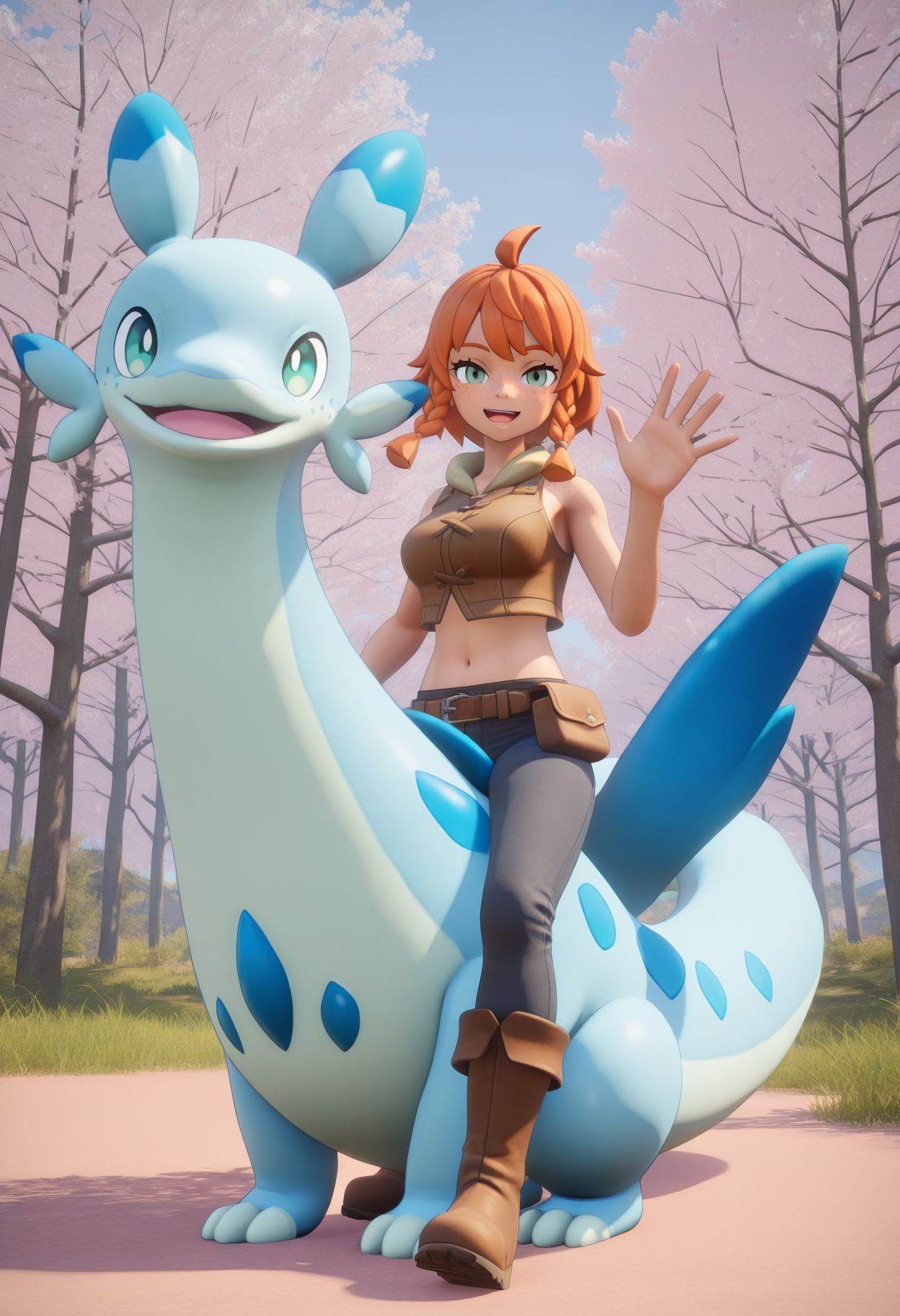 palworld,  3d,  riding pal (creature) on Tensor.Art