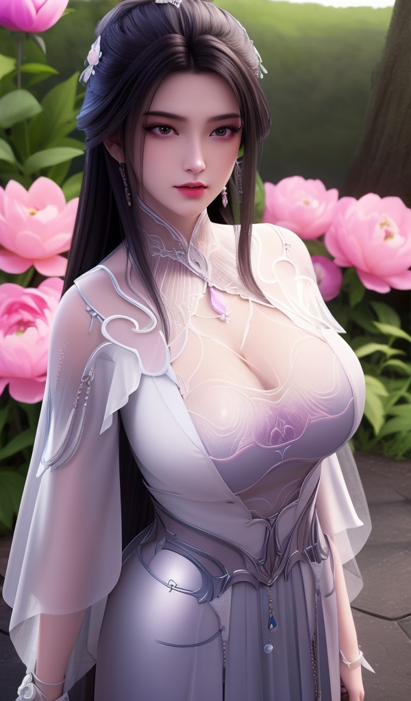 <lora:611-DA-诛仙-陆雪琪-V3:0.8>(,1girl, ,best quality, ),looking at viewer,  ,,ultra detailed background,ultra detailed background,ultra realistic 8k cg, , ,masterpiece, (( , )),,, ultra realistic 8k cg, ,      ,peony \(flower\),(cleavage), (),