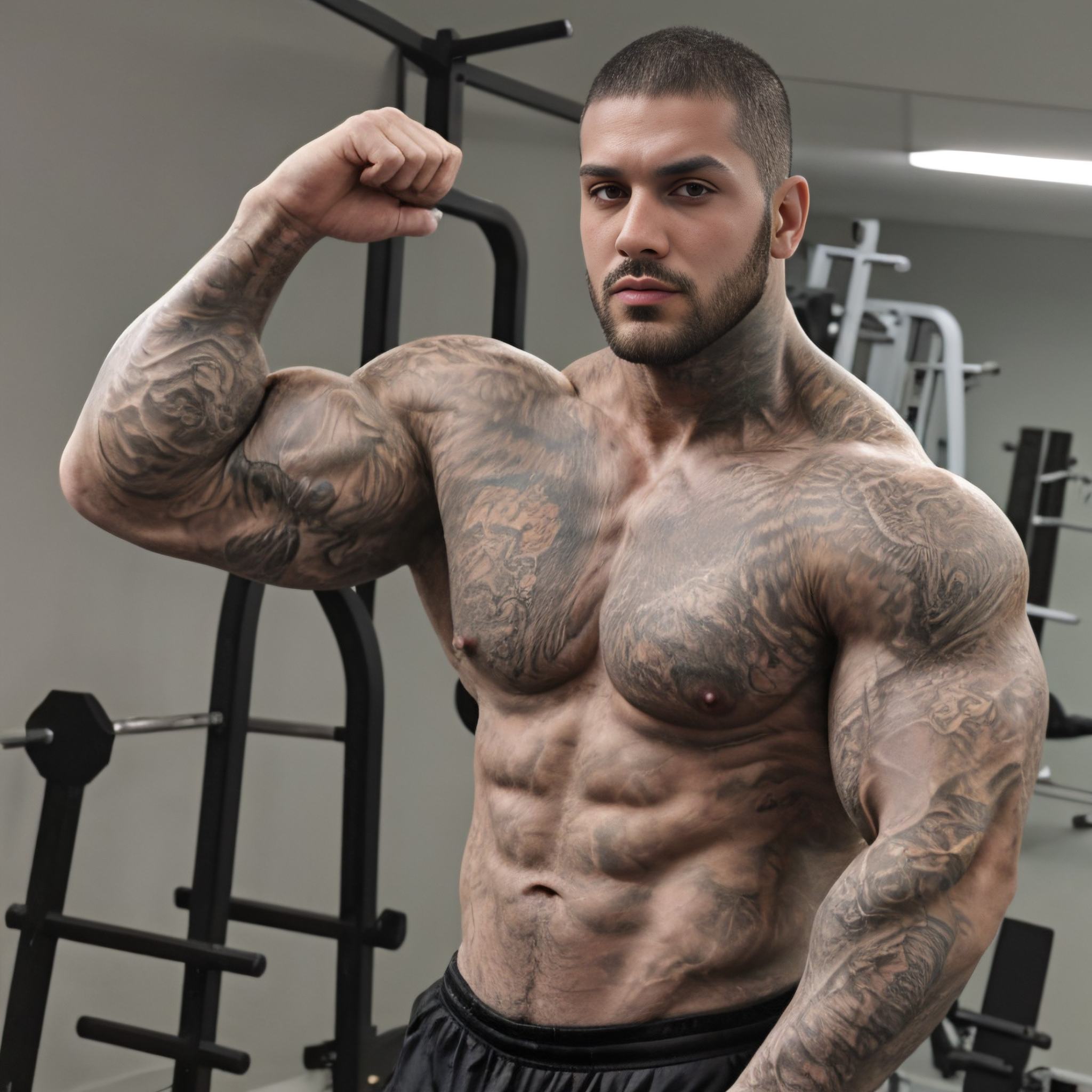 1male,  tatto,  body muscled on Tensor.Art