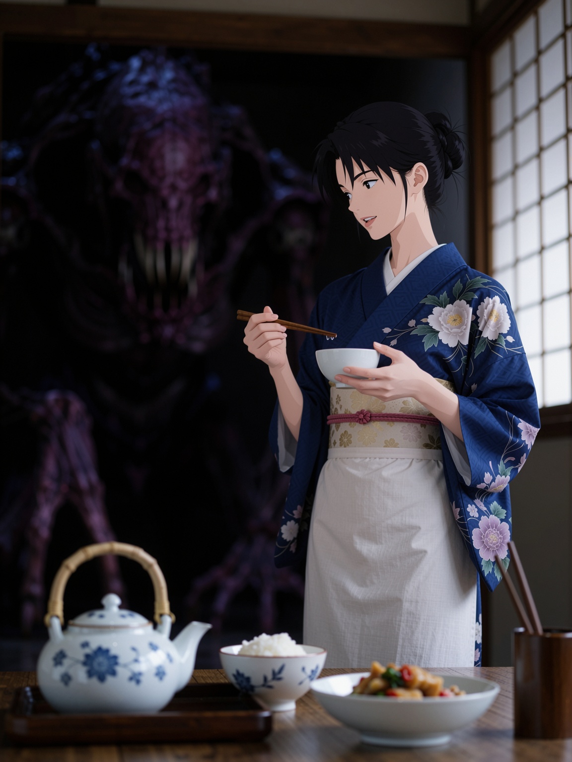 Style: A refined,  elegant anime-illustration style built on confident,  restrained linework carrying a subtly stylized pr...