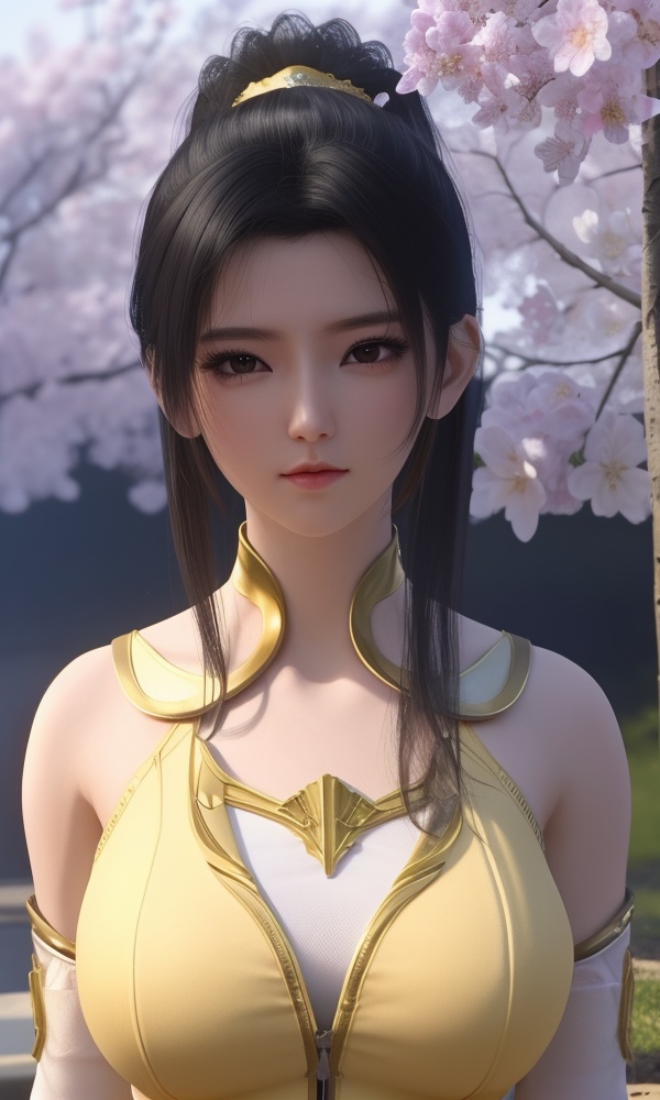 (,1girl, ,best quality, ),looking at viewer, <lora:401-DA-大主宰-叶轻灵:0.8> ultra detailed background,ultra realistic 8k cg,ultra detailed 8k cg,masterpiece,upper body,  (( , )),, ,science fiction,mole, ultra realistic 8k cg, ,tamari \(flawless\),   ,outdoors, sun,sunlight, cherry blossoms,      (()), (),