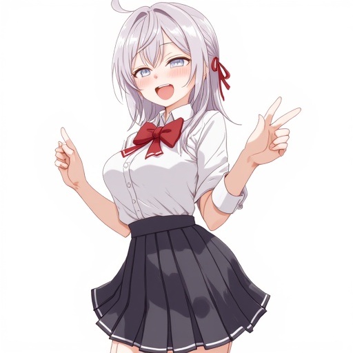 pleated skirt,  open mouth,  collared shirt on Tensor.Art