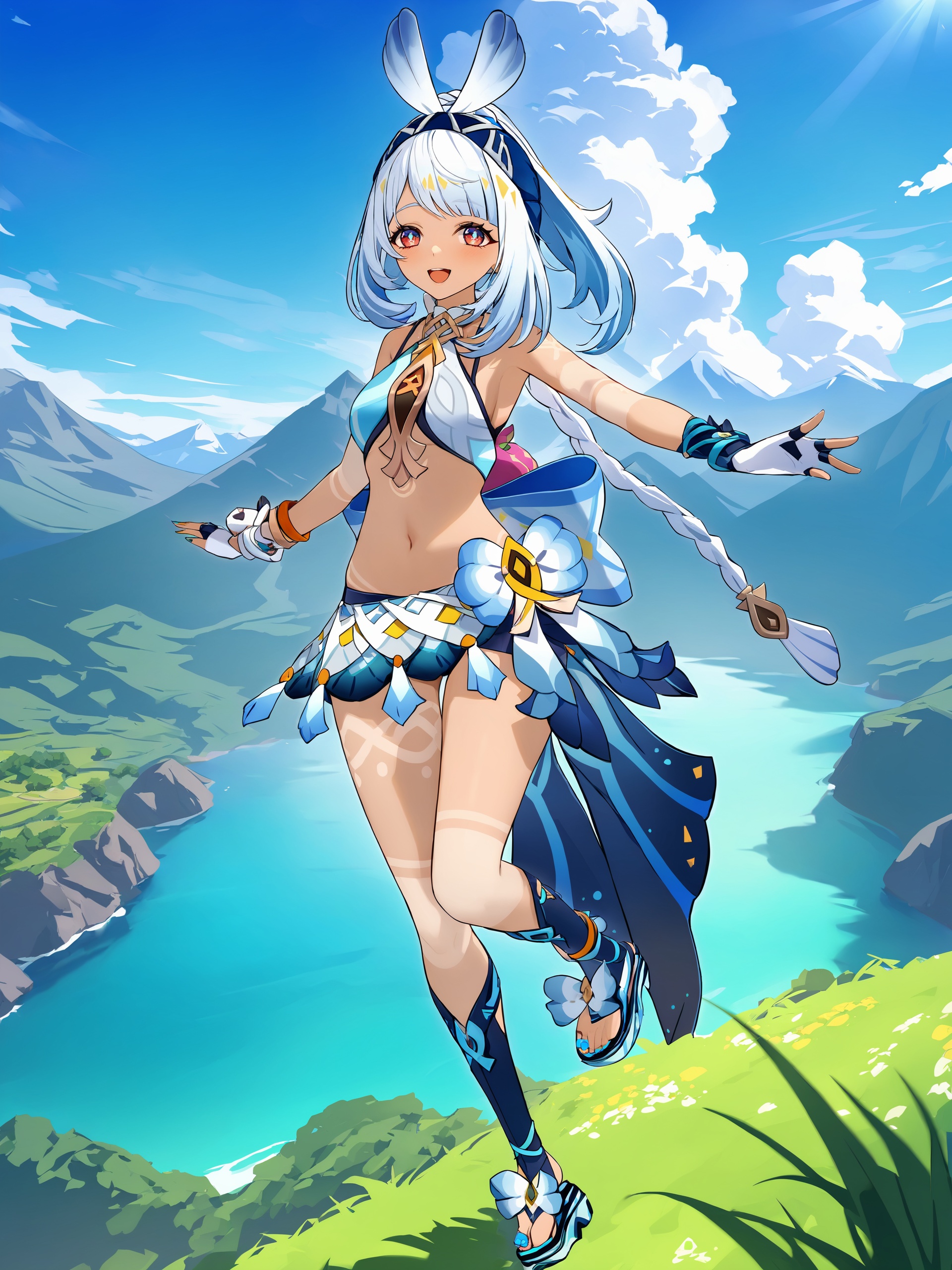 1girl,  mualani \(genshin impact\),  fingerless gloves on Tensor.Art