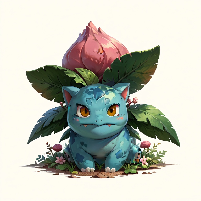 female ivysaur,score_9,score_8_up,score_8_up,source_furry,bud,a pink bud on the back,red eyes,green body,full body,simple background,(Green leaves on the back:0.8),(vines:0.6),3 toes,<lora:ivysaur:1>,