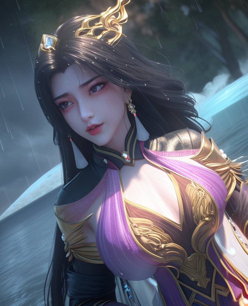 <lora:549-DA-百炼成神-司妙玲:0.8>(,1girl, ,best quality, ),looking at viewer, ,ultra detailed 8k cg, ultra detailed background, ultra realistic 8k cg,  ,masterpiece((((1girl, solo,  , ,solo focus, wet,sweat, ocean,rain, water drop, )))) (, , sweatdrop, flying sweatdrops, sweating profusely,colorful drop \(module\), )   clean, masterpiece,     cinematic lighting, cinematic bloom,   , unreal, science fiction, luxury, jewelry, diamond, gold, pearl, gem, sapphire, ruby, emerald, intricate detail, delicate pattern, charming, alluring, seductive, erotic, enchanting, hair ornament, necklace, earrings, bracelet, armlet,halo,