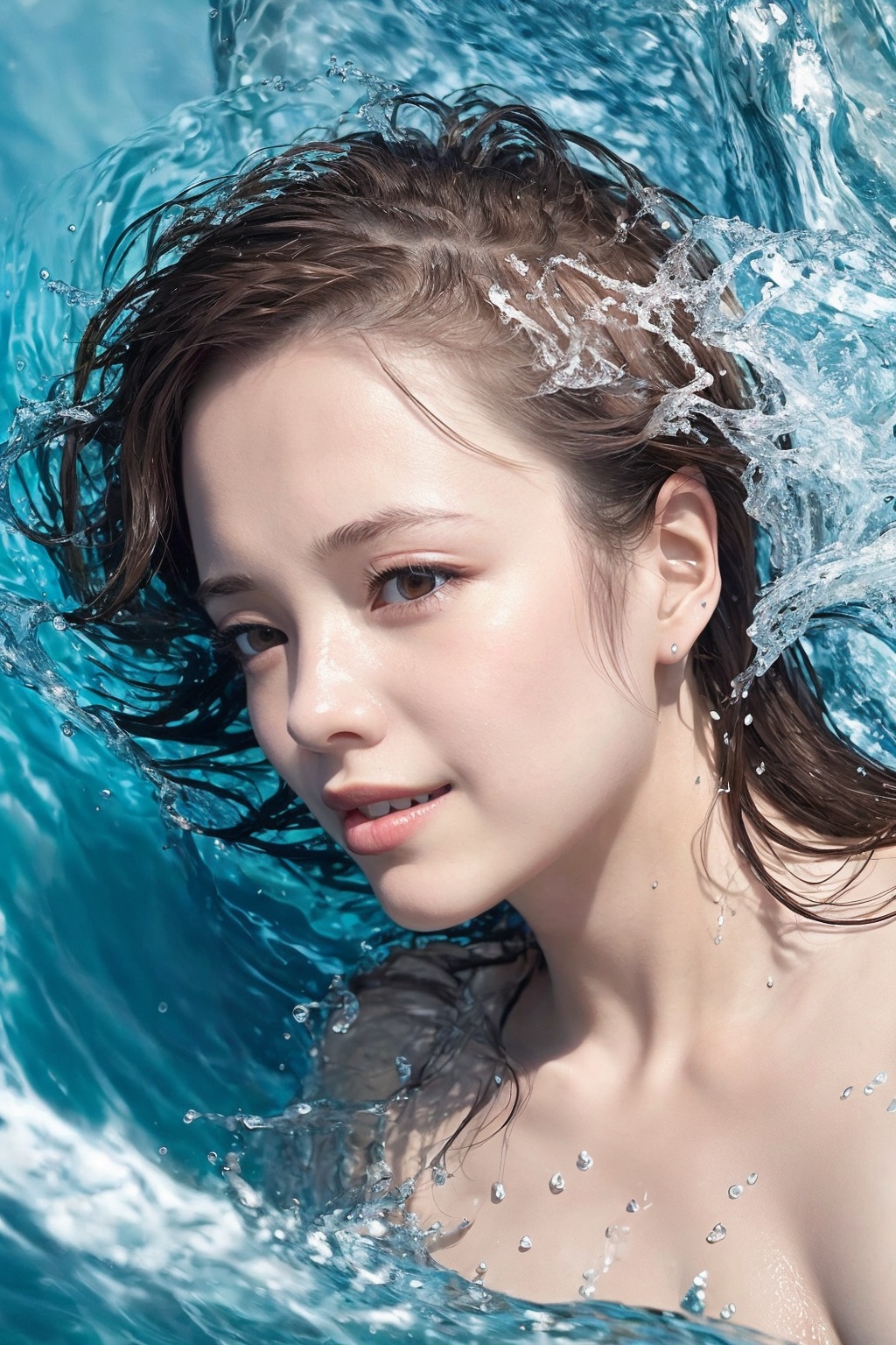 <lora:lamer_v2-000006:0.5>,lamer,from above,girl's face,upper_body,close-up,water,waves,splashing,