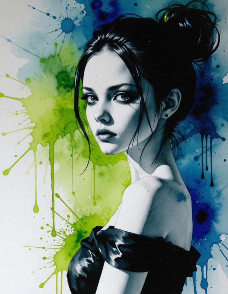 contemporary watercolor painting,  Young female,  liminal space on Tensor.Art