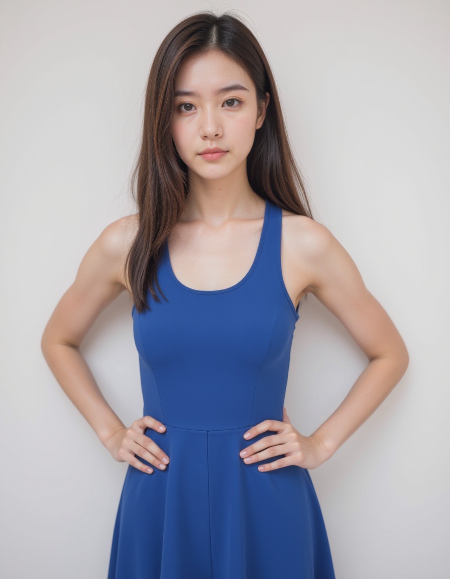 1girl,realistic,photorealistic,waist up,blue dress,