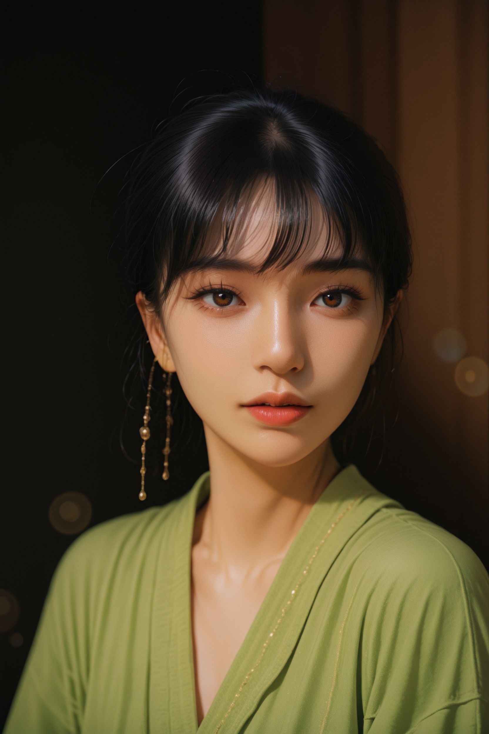 (realistic),(photorealistic:0.9),detailed,photo-referenced,.,.,general,.,.,1girl,upper body,jewelry,, very aesthetic, masterpiece, highres, absurdres,, RAW candid cinema, 16mm, color graded portra 400 film, remarkable color, ultra realistic, textured skin, remarkable detailed pupils, realistic dull skin noise, visible skin detail, skin fuzz, dry skin,, Cinematic Lighting,chromatic_aberration,lens_flare,depth of field,