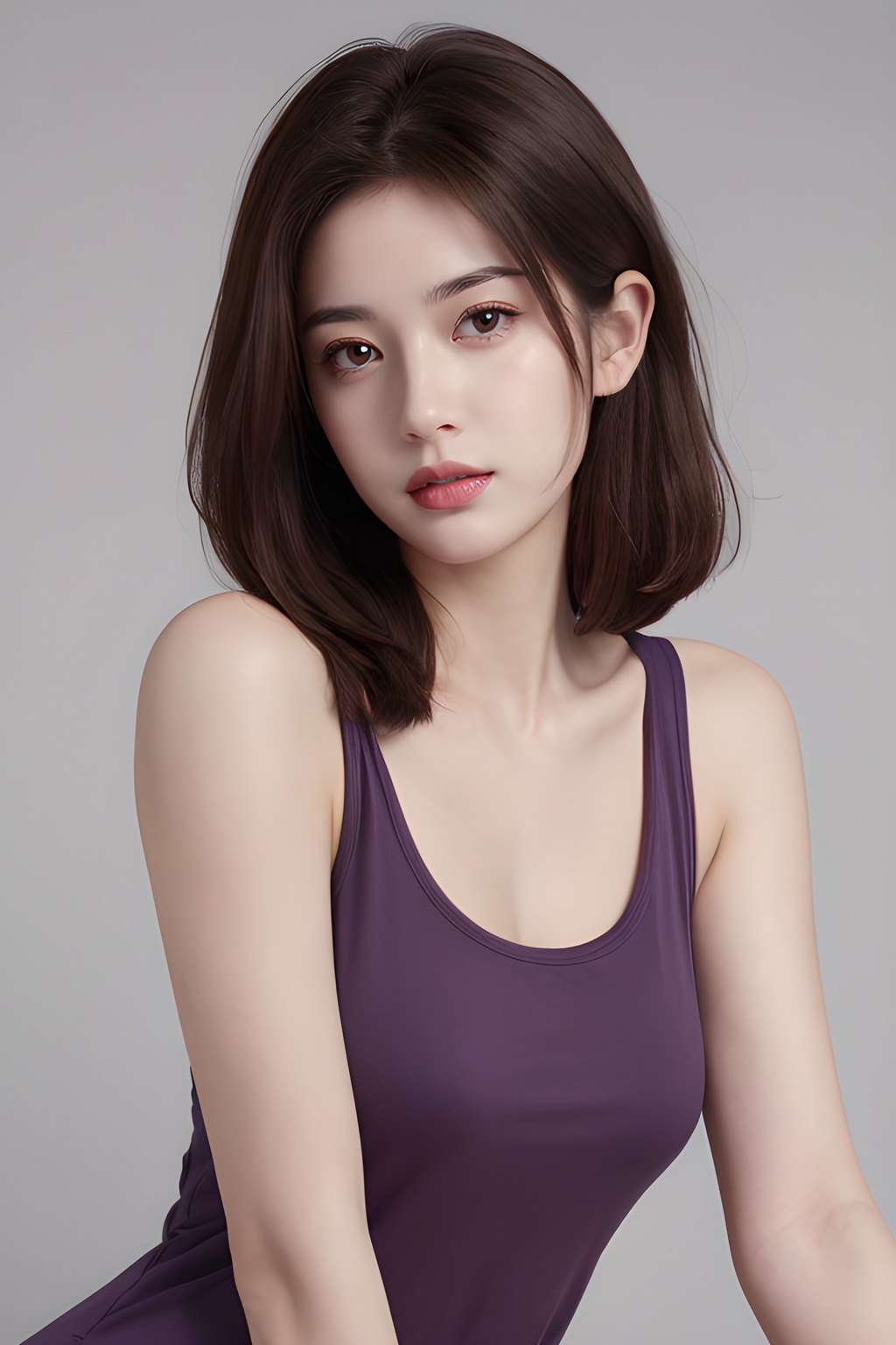 <lora:0816_09:0.7>,simple background,****_top,purple,, 1girl,realistic,masterpiece, best quality, photorealistic, HDR,detail