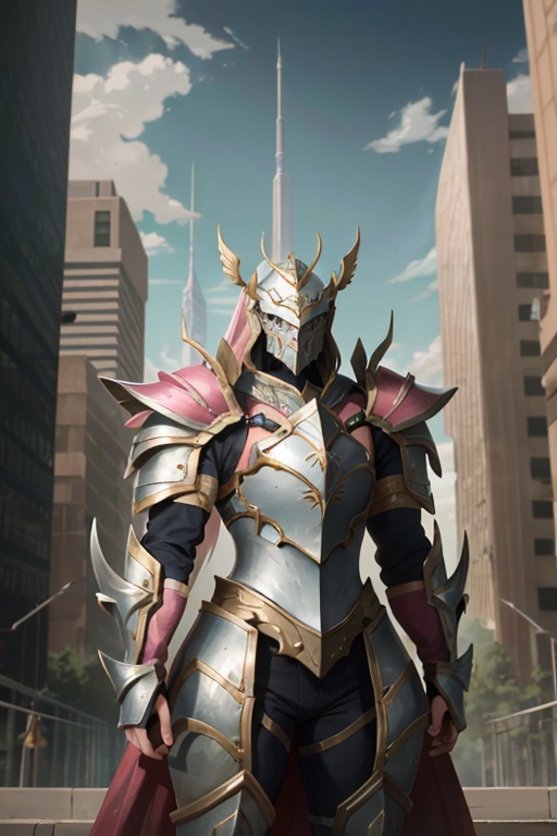 <lora:HXarmour_004:1>,, hxarmour,1girl,(pink armour:1.3),Skyscrapers Reflective Surface,Cypress,Apocalyptic Event,Venusian Evening Star,