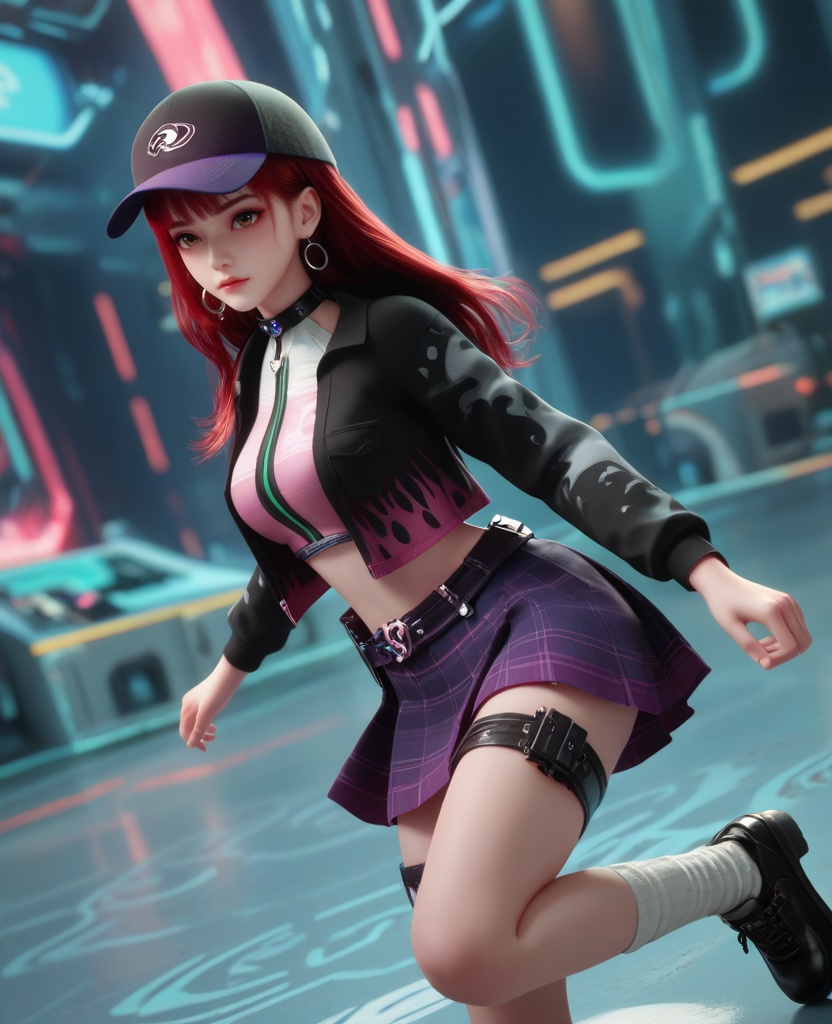 (oriental architecture, elegant decor, sophisticated style:1.1),(ice skating:1.1),(breasts:1.2),<lora:XL16克金玩家诸葛云落:0.95>,adolescent girl,camouflage cropped jacket,pink corset,brown eyes,red hair,long hair,atropurpureus baseball cap,hoop earrings,atropurpureus plaid miniskirt,choker,belt,thigh strap,white loose socks,stuffed bear brooch,vibrator in thigh strap,, score_9,score_8_up,score_7_up,score_6_up,score_5_up,score_4_up,3d rendering,tag1,tag2, Cinematic Lighting,backlighting,, zPDXL3, zPDXL2,zPDXL, zPDXLxxx, zPDXLrl,