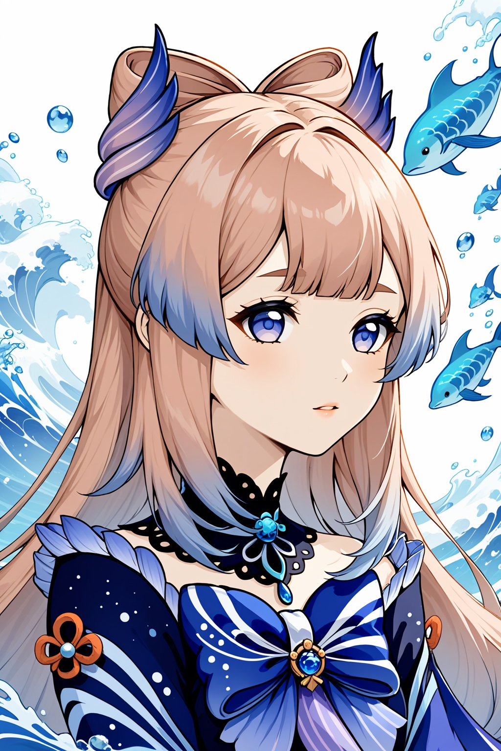 solo,SANGONOMIYA KOKOMI\(genshin impact\),portrait,upper_body,highres,