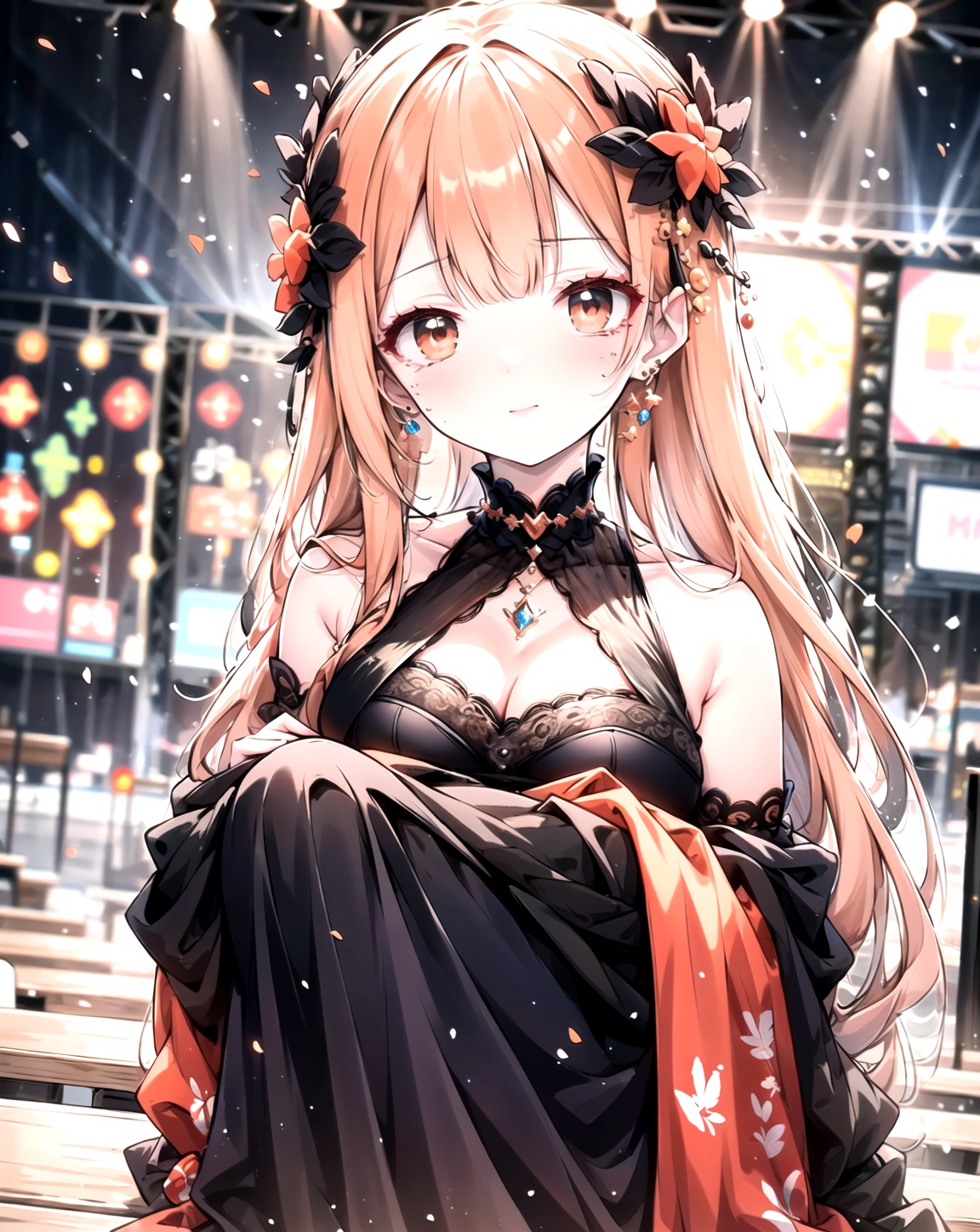 Best quality + masterpiece + Extremely high resolution +1 loli+ Looking at the audience + detailed face + orange hair + deep eyes + dress + full body image + looking at the audience,<lora:百鬼墨:1>,, masterpiece, best quality