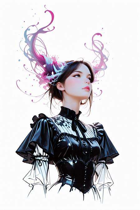 Ethereal Gothic aesthetic, , masterpiece, HDR, professional, studio quality, highres, detailed White background, thepit style, combine cartoon with realistic real life, ,