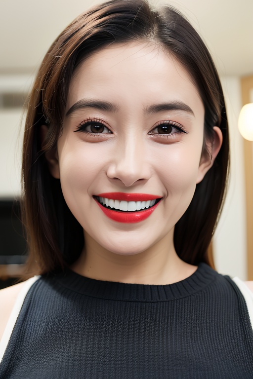 マスターチーフ PHOTOREALISTIC REALISTIC,masterpiece,best quality,highres,ultra detailed,8k,1woman,(pov:1.5),smile,teeth,looking at viewer,makeup,lipstick,indoors,<lora:mengziyiAlexnsfw80:0.6>