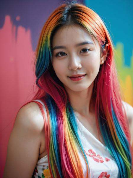 score_9, score_8_up, score_7_up, score_6, score_5, score_4, realistic, japanese, 1women, sexy, photo, beautiful, long hair, paste colorful clothes, paste colorful hair, (smile:0.5), paste colorful background
