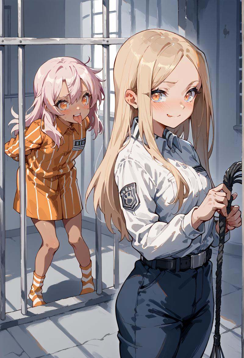 2girls,  indoors,  prison on Tensor.Art