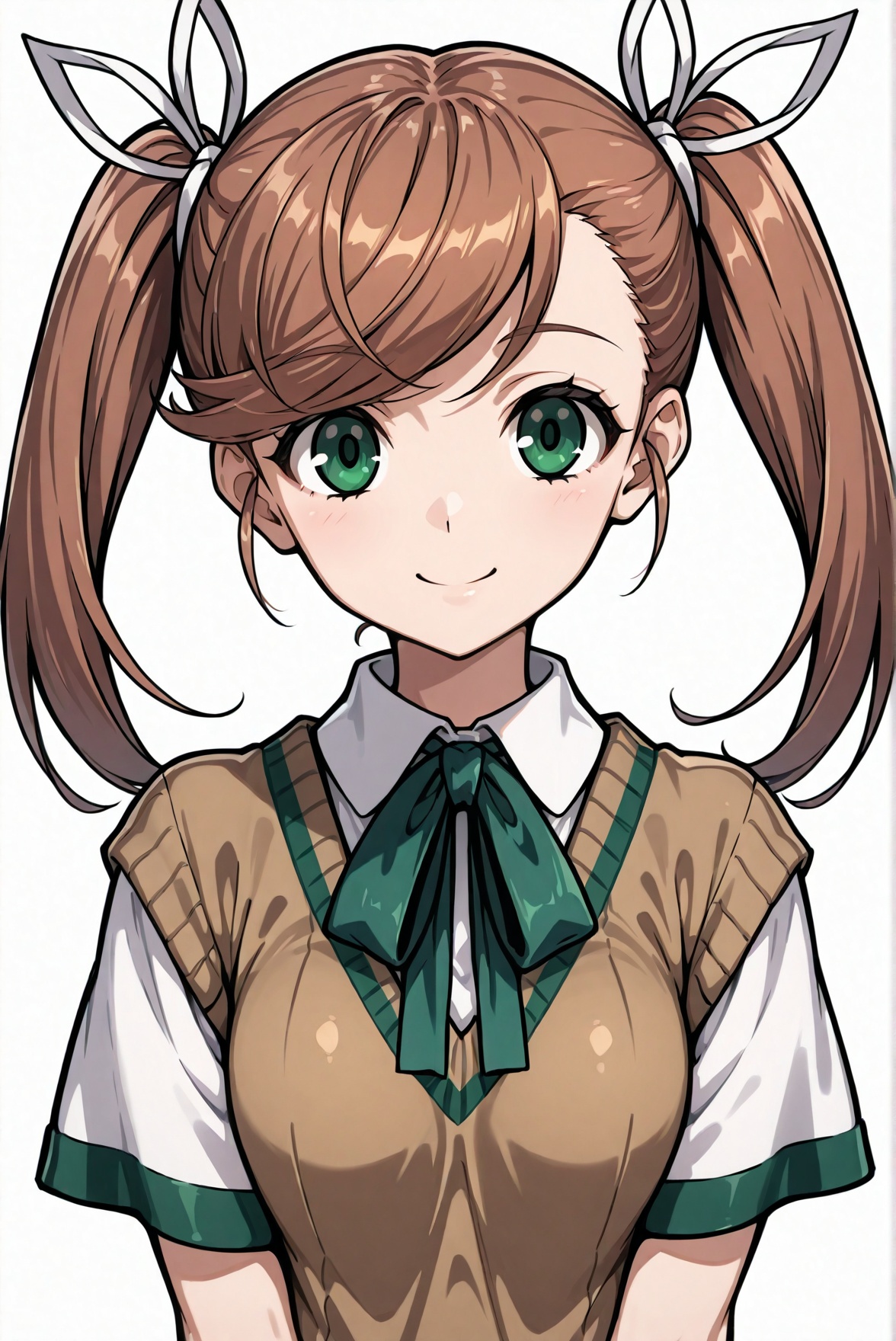 neck ribbon,  white shirt,  short sleeves on Tensor.Art