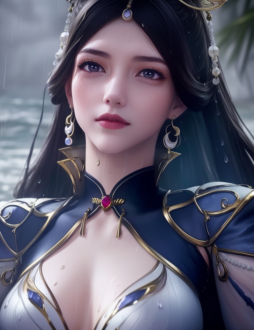 <lora:510-DA-万古狂帝-秋清儿:0.8>(,1girl, ,best quality, ),looking at viewer, ,ultra detailed 8k cg, ultra detailed background, ultra realistic 8k cg,  ,masterpiece((((1girl, solo,  , ,solo focus, wet,sweat, ocean,rain, water drop, )))) (, , sweatdrop, flying sweatdrops, sweating profusely,colorful drop \(module\), )   clean, masterpiece,     cinematic lighting, cinematic bloom,   , unreal, science fiction, luxury, jewelry, diamond, gold, pearl, gem, sapphire, ruby, emerald, intricate detail, delicate pattern, charming, alluring, seductive, erotic, enchanting, hair ornament, necklace, earrings, bracelet, armlet,halo,