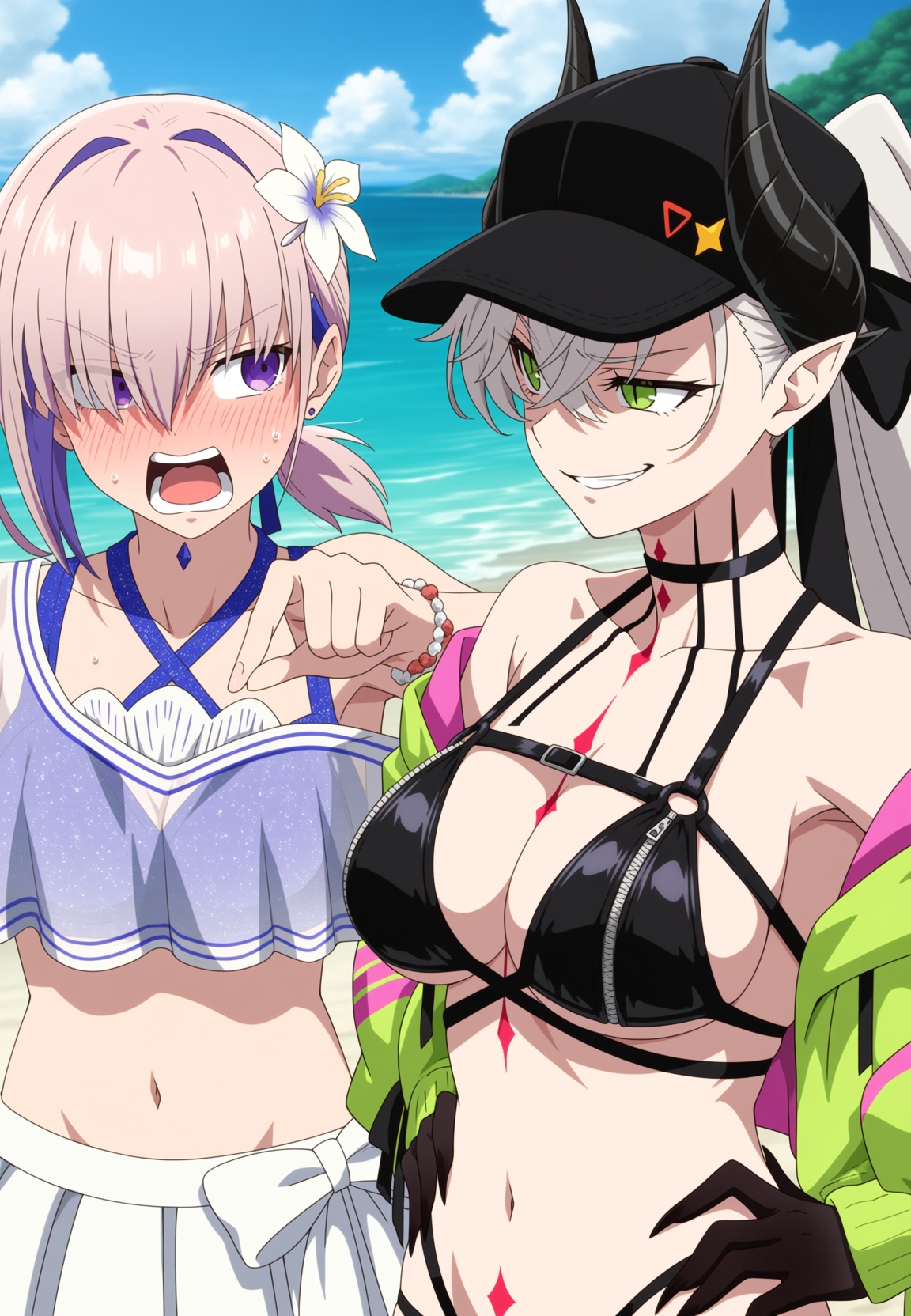 2girls,  purple hair,  purple eyes on Tensor.Art