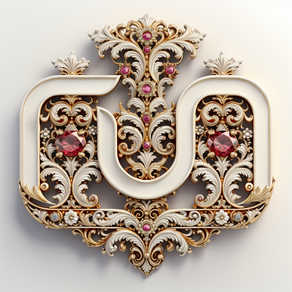baroque style,hjyvktrtext2,diamond,ruby,pearl,<lora:hjyvktrtext2--000019:0.75>,((gold border)),(white background:1.4),simple background,letter,text design,masterpiece,best quality,(highly detailed),((fractale art)),high key,white flower,light background,red,<lora:hjyzb-000007:0.3>,