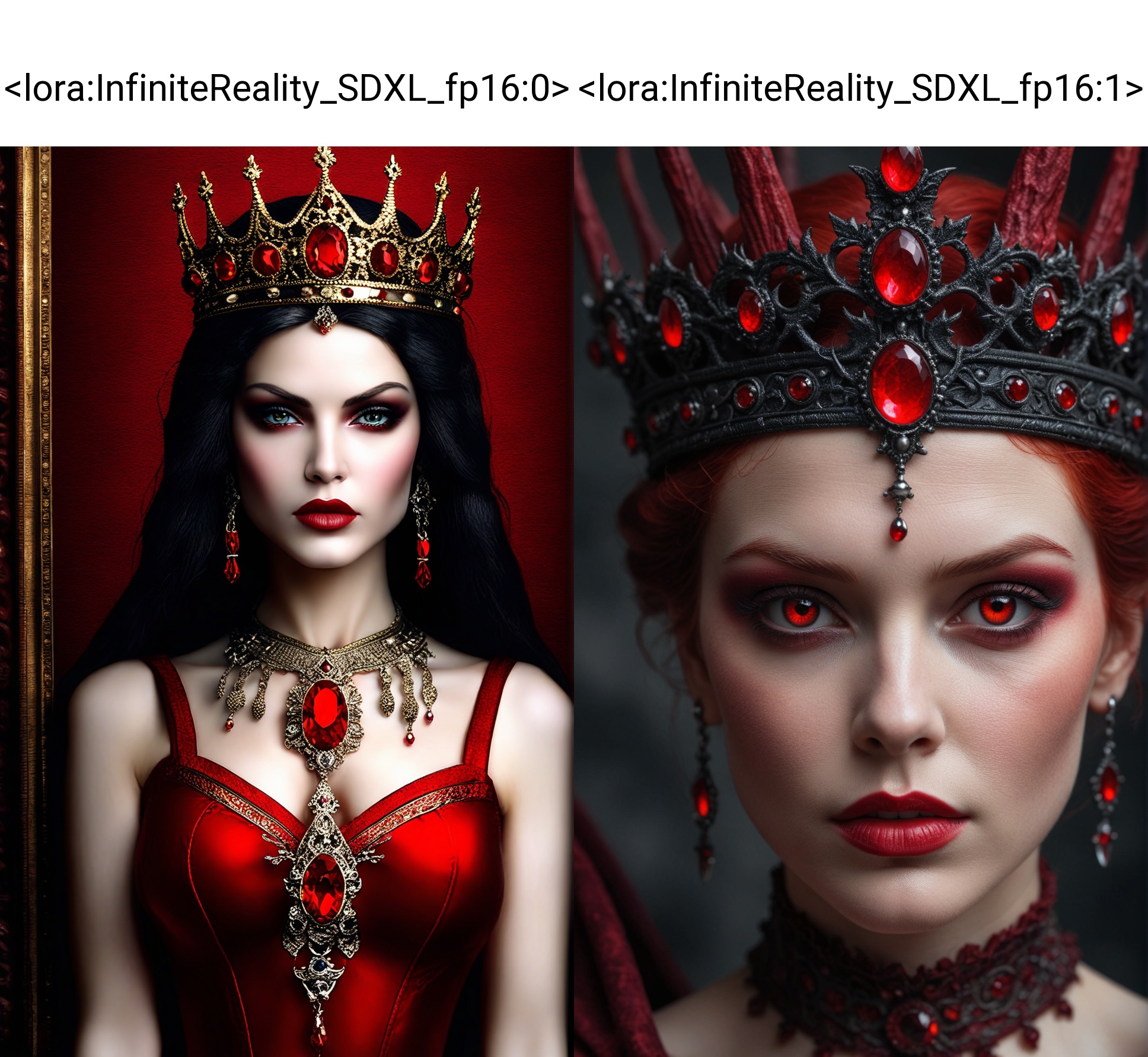 "Produce a spellbinding portrait of Lilith,  the Queen of Hell,  where her eyes burn with a captivating red hue on Tensor.Art