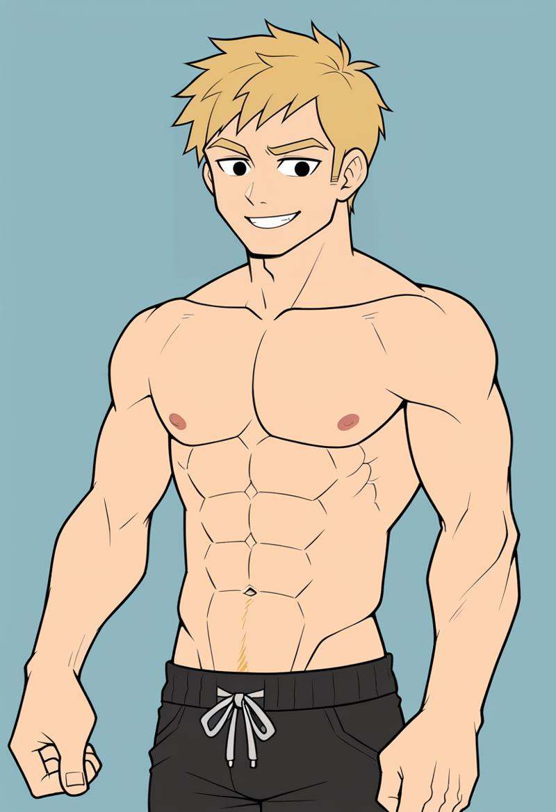 flat color,  1boy,  muscular male on Tensor.Art