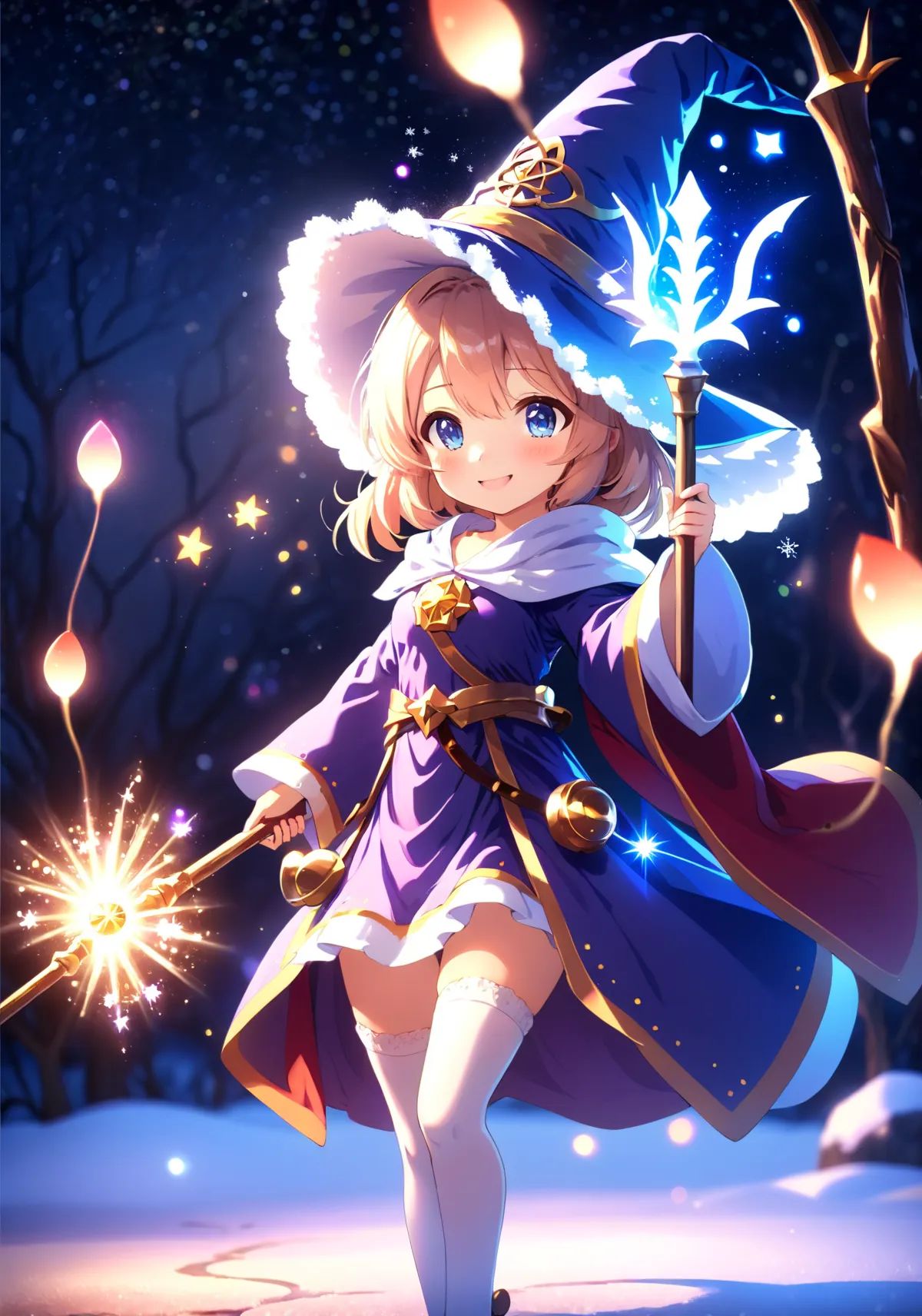 anime,  cute girl,  wizard hat on Tensor.Art