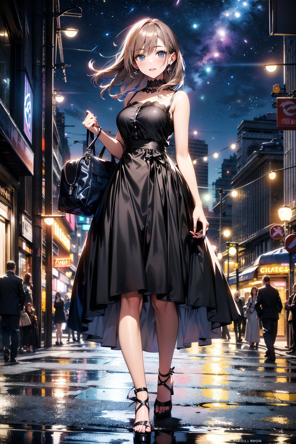 ***** woman with ginger hair,  black dress,  slender on Tensor.Art
