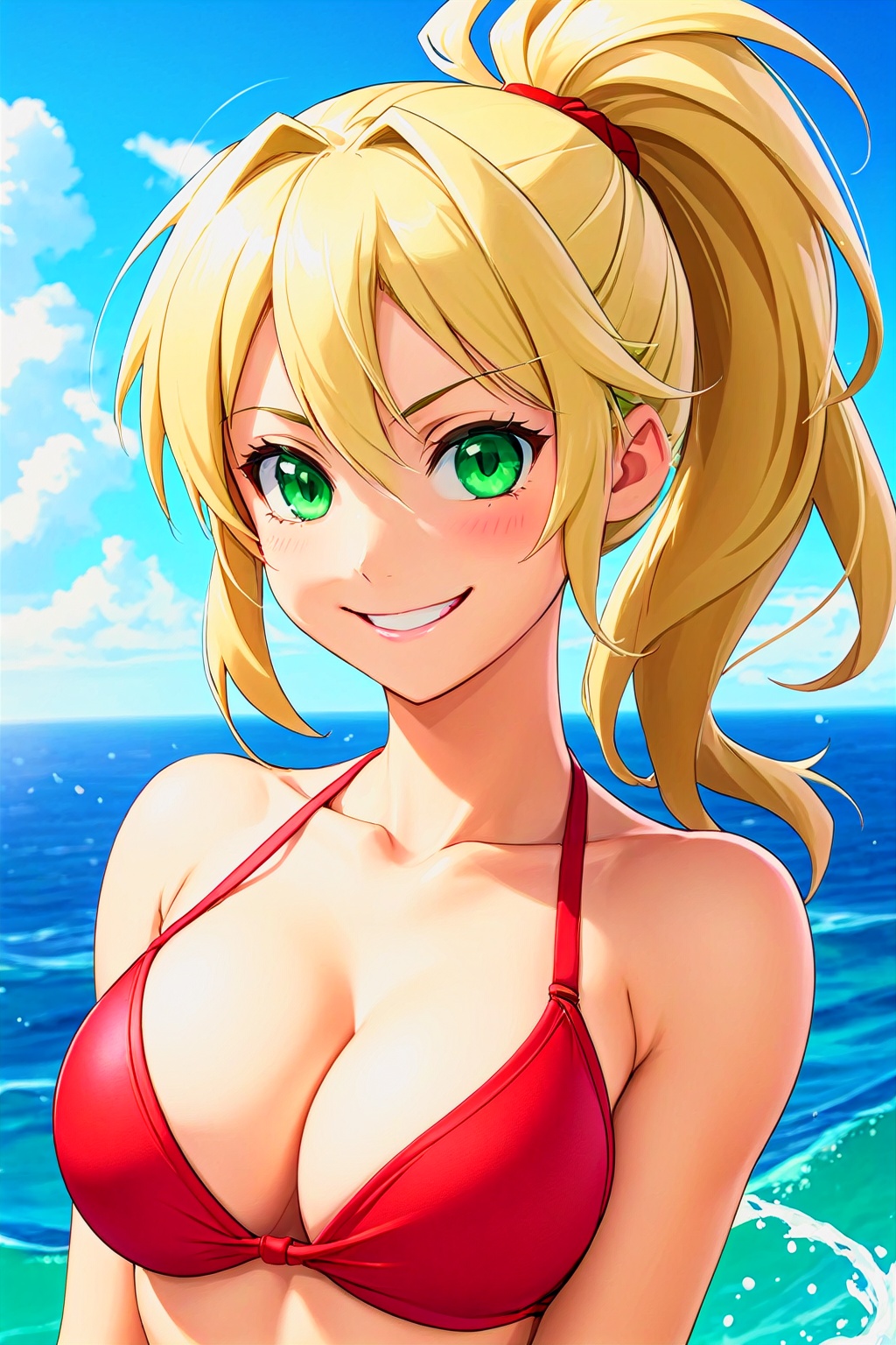 mordred \(fate\),  red bikini,  ponytail on Tensor.Art