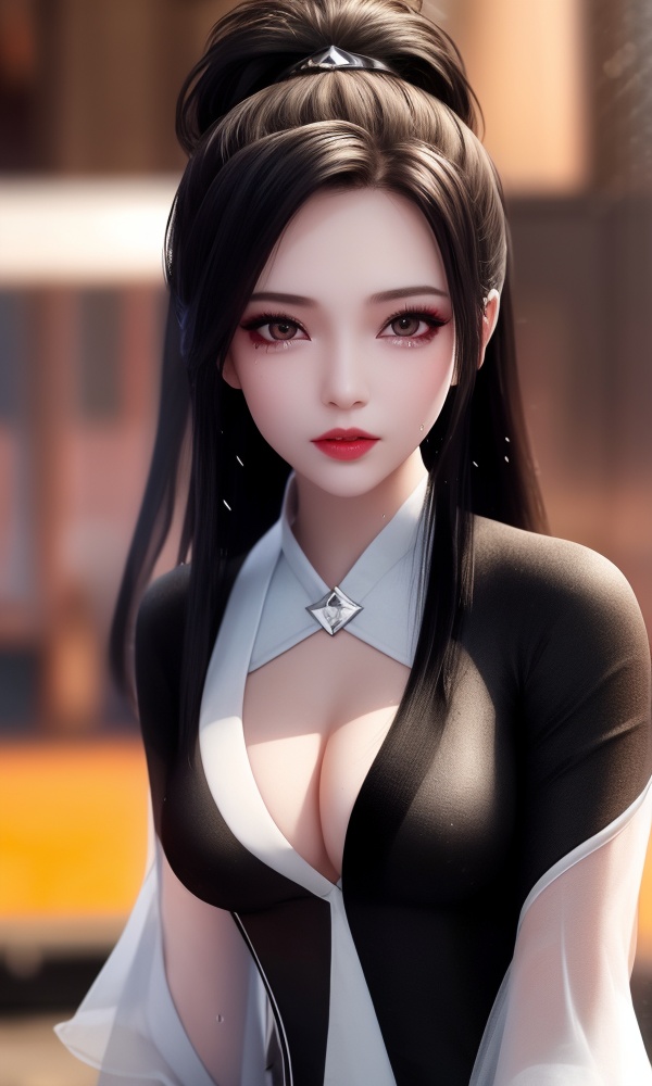 (,1girl, ,best quality, ),looking at viewer, <lora:411-DA-太一剑仙传-季师师:0.8> ,,ultra detailed background,ultra detailed background,ultra realistic 8k cg,  ,masterpiece, (( , )), ultra realistic 8k cg, ,   crying with eyes open,    ,eyelashes,magic,hydrokinesis,sweat, wet, rain, ,       (cleavage), (), blurry, depth_of_field, blurry_background, 1girl, blurry_foreground, black_hair, mole, solo, lips, motion_blur, nose, makeup,