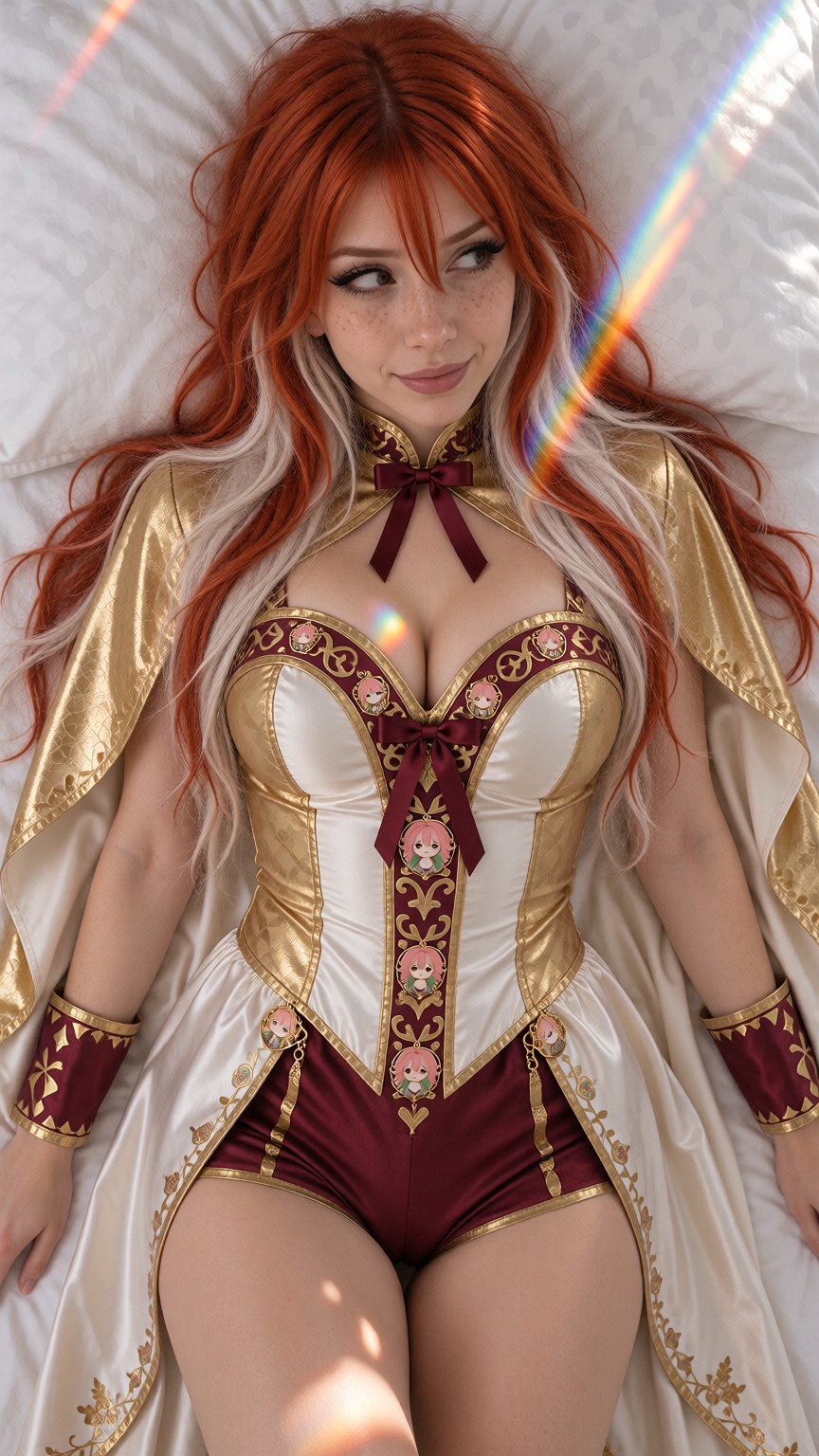SonyaX,  red and white hair,  A photorealistic cinematic photograph of a 21-year-old ***** woman on Tensor.Art
