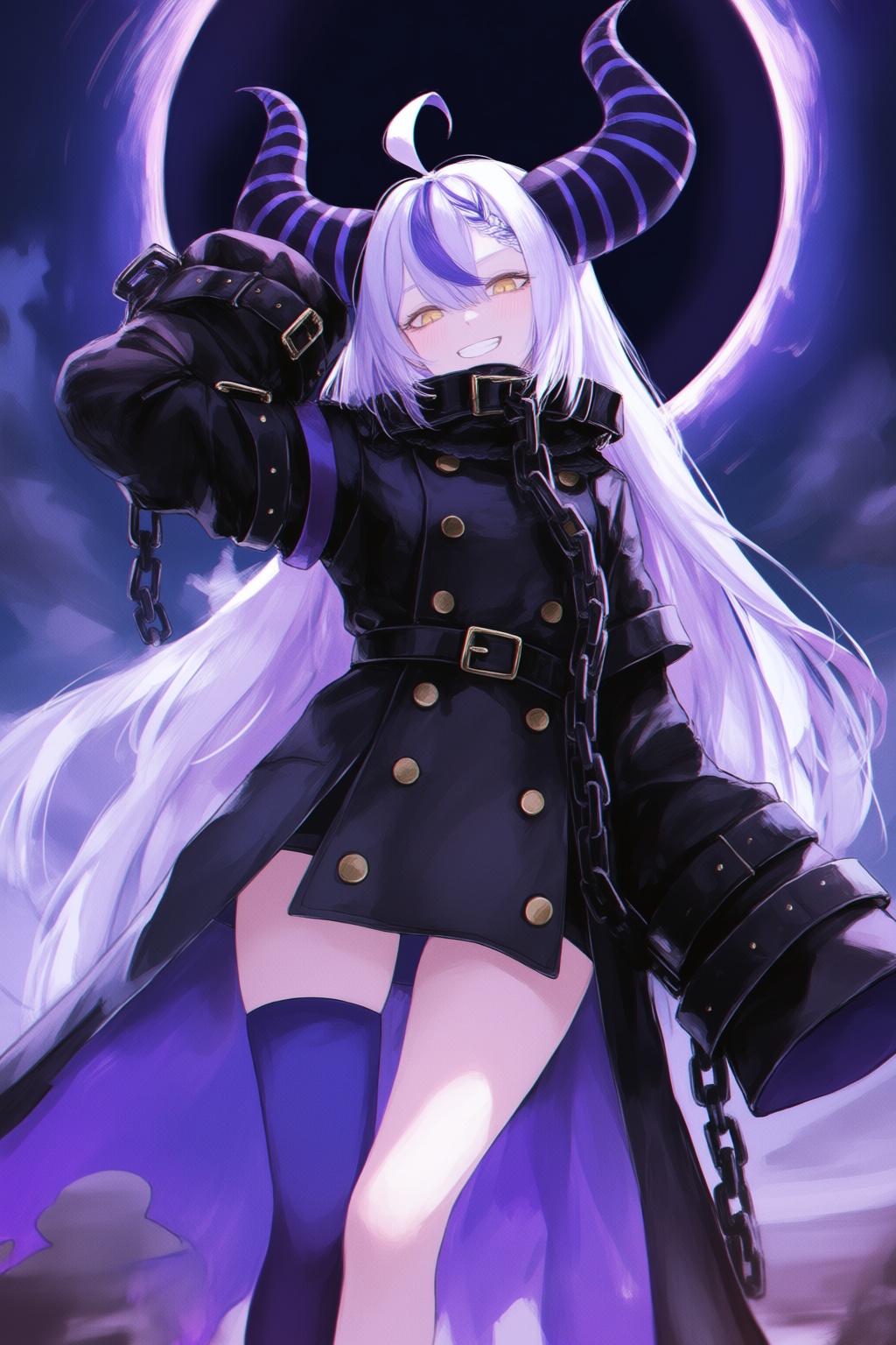 1girl,  ahoge,  black horns on Tensor.Art