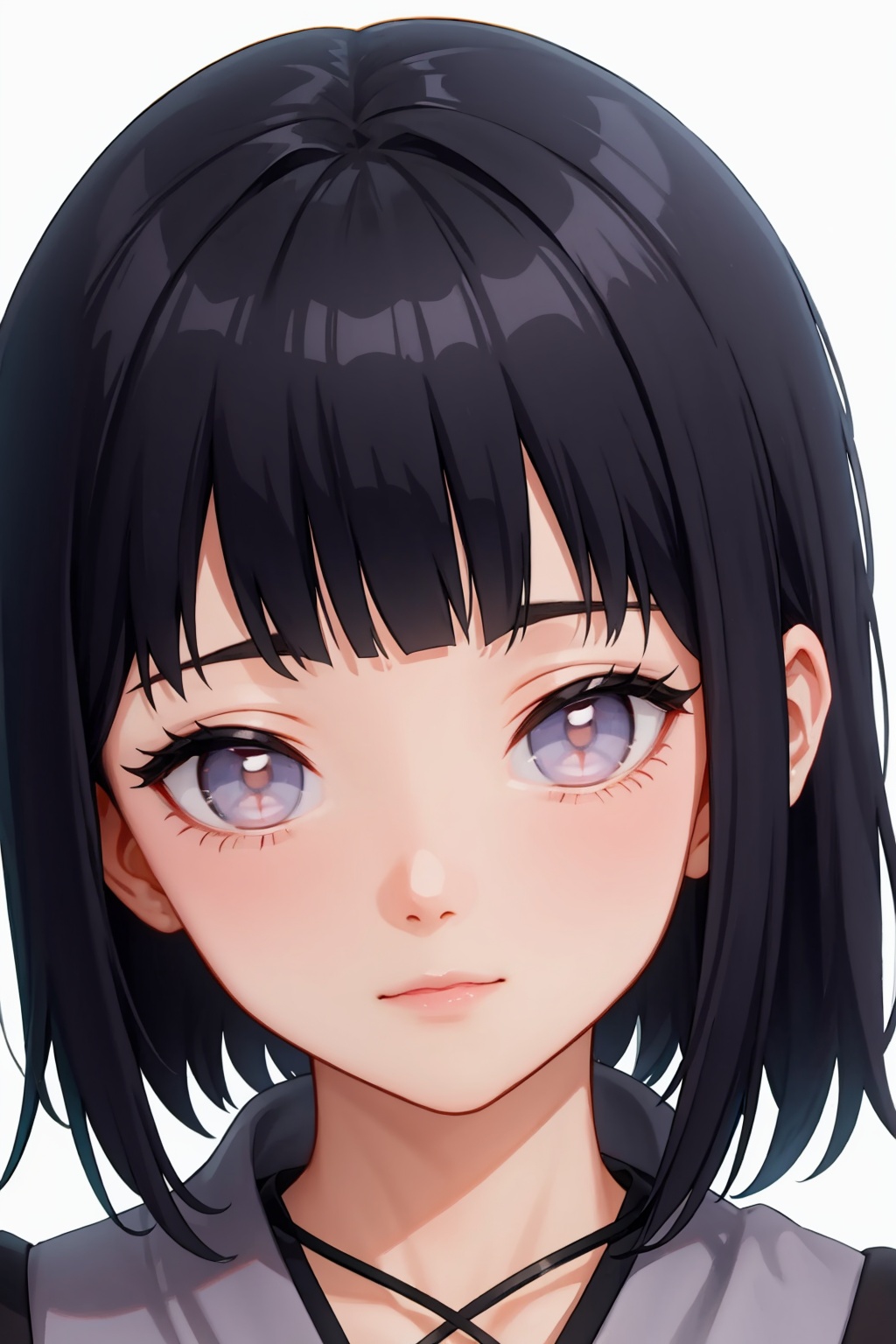 masterpiece,best quality, highly detailed, portrait,close-up,upper body,hyuuga hinata,1girl,solo<lora:hyuuga_hinata:1>,simple background,white background,