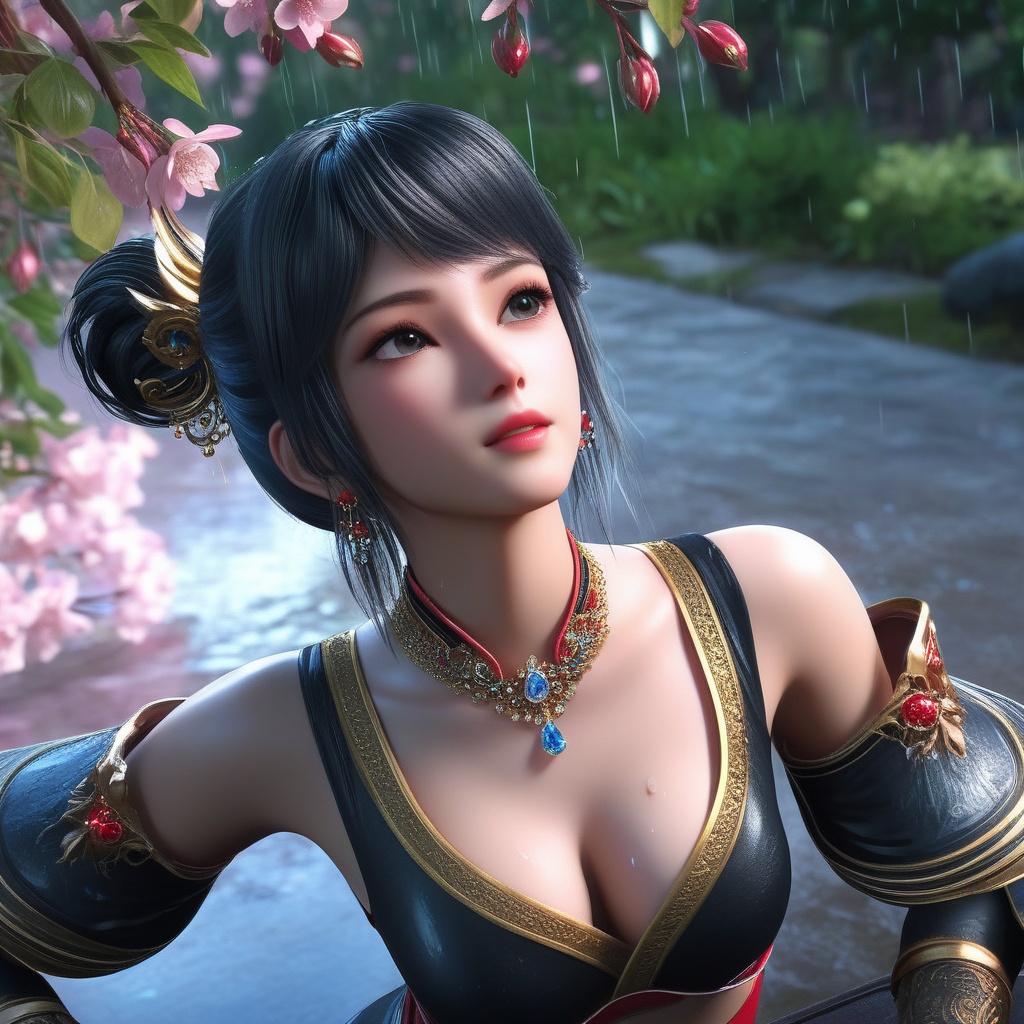 <lora:845-DA-XL-元龙-高瑶:0.8>, (,1girl, ,best quality, ),, ,ultra detailed 8k cg,            cinematic lighting, cinematic bloom, (( , )),,  , unreal, science fiction,  luxury, jewelry, diamond, pearl, gem, sapphire, ruby, emerald, intricate detail, delicate pattern, charming, alluring, seductive, erotic, enchanting, hair ornament, necklace, earrings, bracelet, armlet,halo,masterpiece, (( , )),, realistic,science fiction,mole, ,cherry blossoms,(((, , ultra high res, (photorealistic:1.4), raw photo, 1girl, , rain, sweat, ,wet, )))(( , ))   (cleavage),lying,