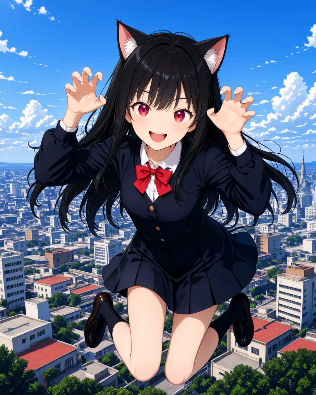 1girl,  cat ears,  school uniform on Tensor.Art
