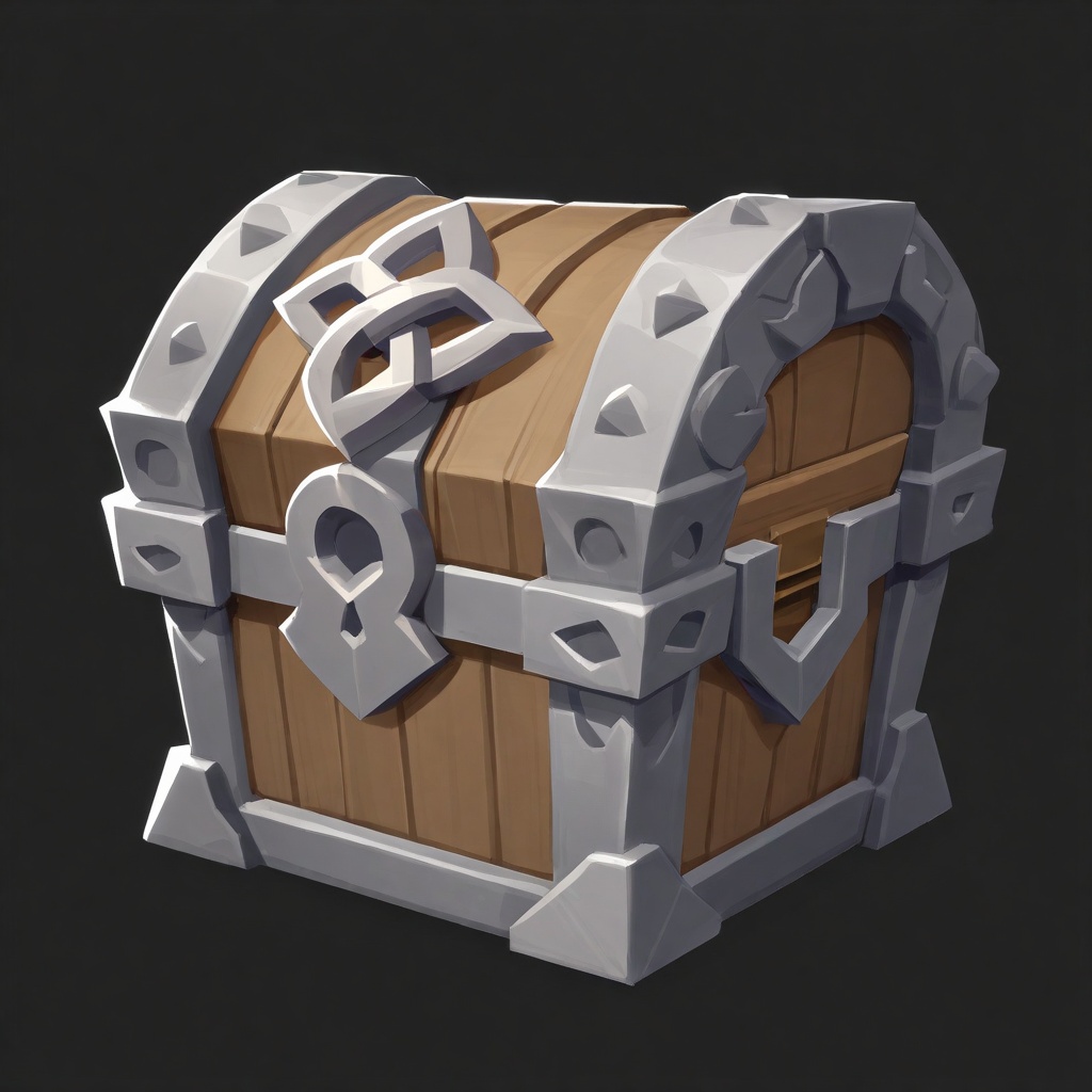 best quality,masterpiece,ultra high resolution,full composition,cartoon,ywbo,game_icon,A high-grade medieval treasure chest with ornate Celtic knot hinges,soft ambient lighting,elegant but not overly ancient design,dynamic composition,subtle glow,game item icon,isolated on a transparent or dark background,detailed rendering,4K,<lora:T2-bb:0.9>,ywbo,game_icon,