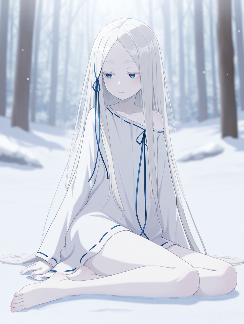 p4ndora,  white hair,  blue eyes on Tensor.Art