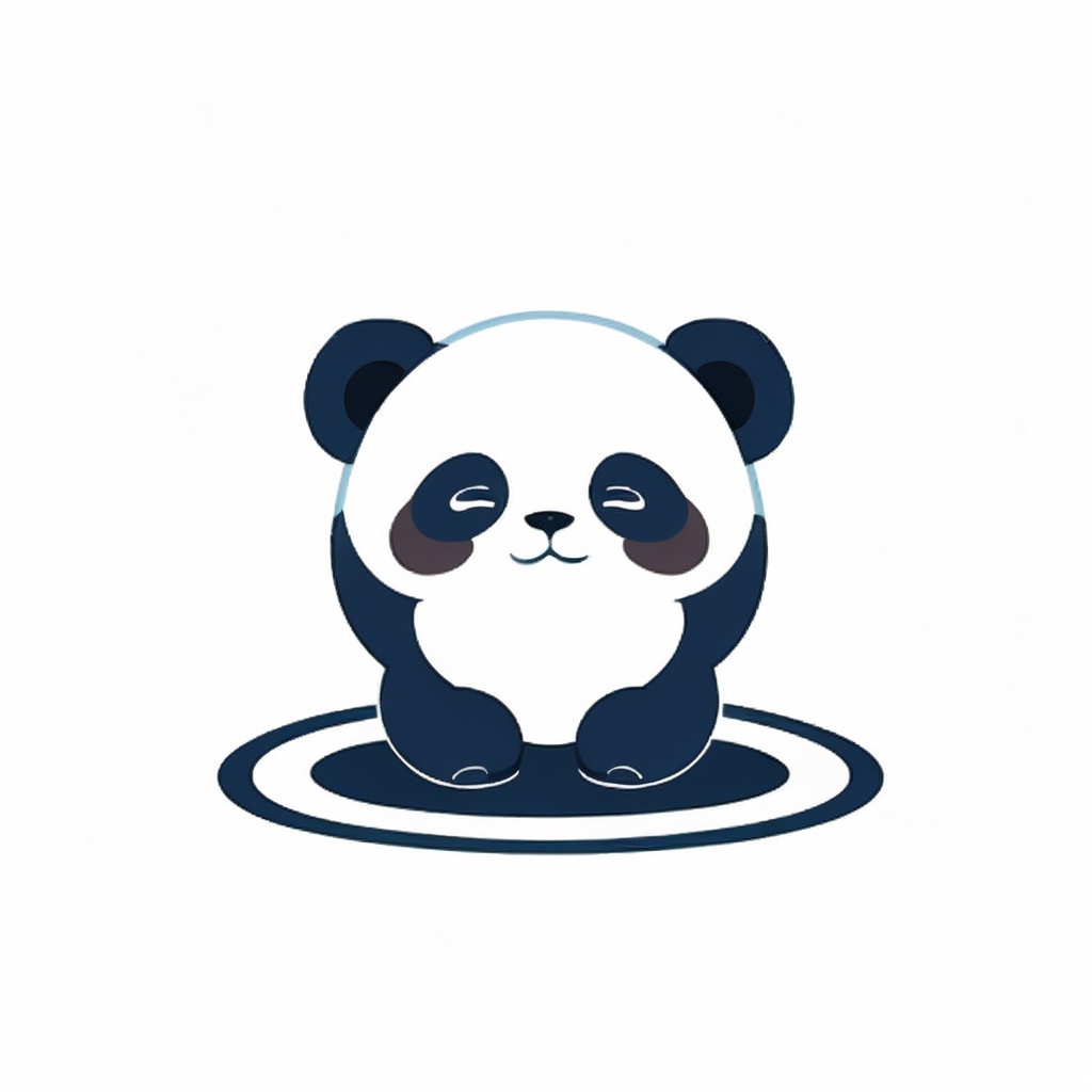 abstract gradient,Minimal logo,minimal flat,Design of Abstract logo featuring a panda in black and white on a white background.,