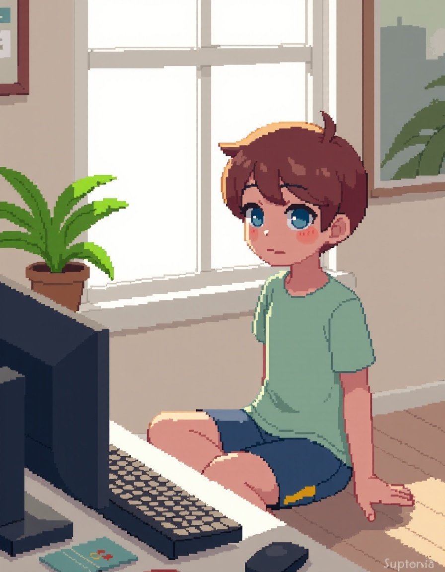 pixelart,  1boy,  indoors on Tensor.Art