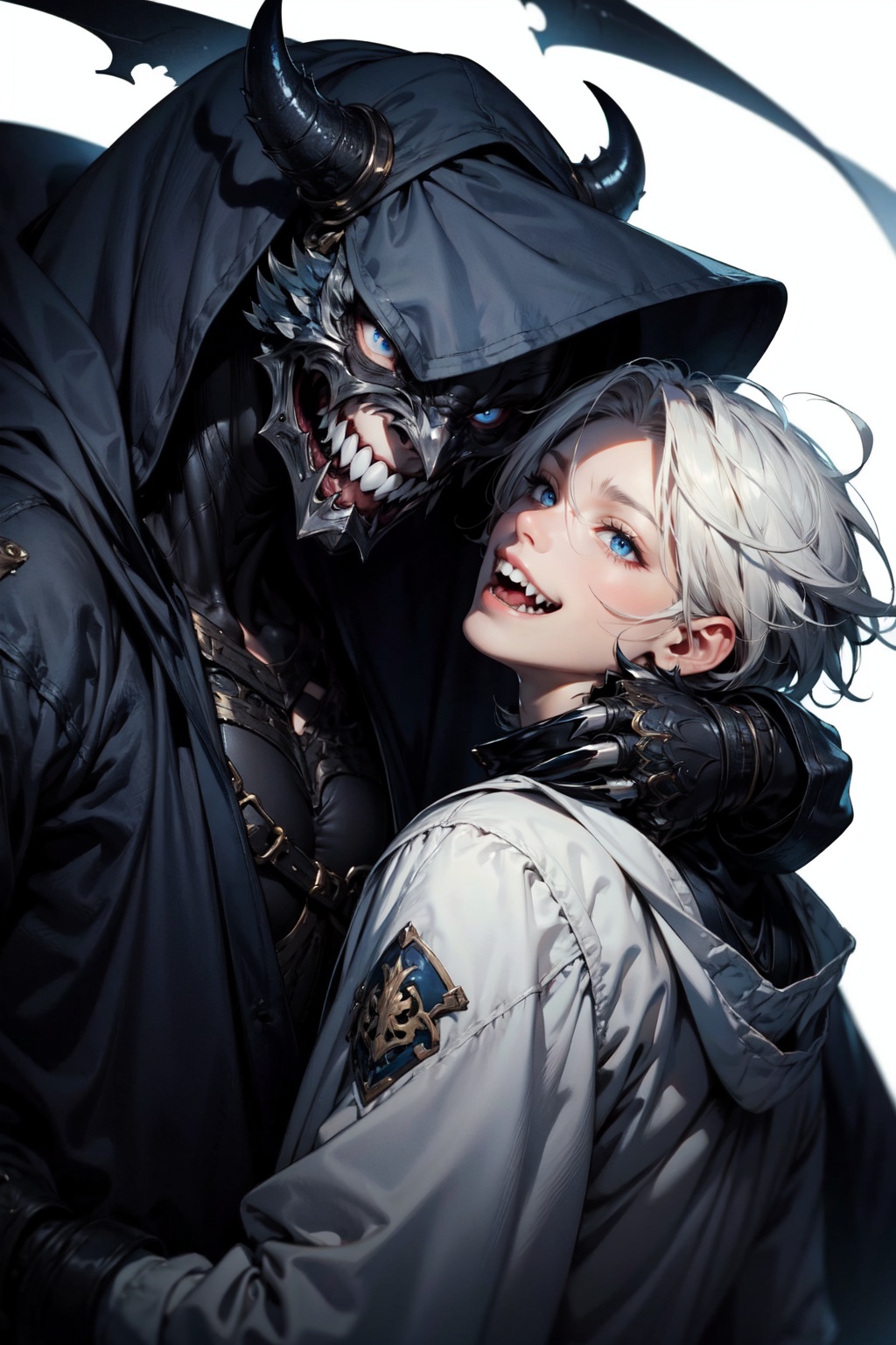 smile,  short hair,  blue eyes on Tensor.Art